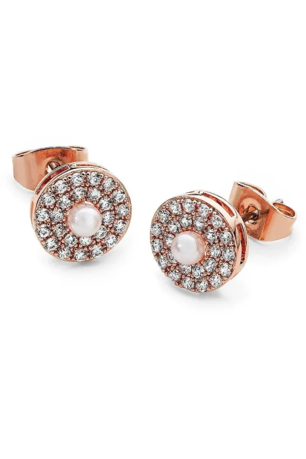 Pave Circle With Pearl Centre Earrings