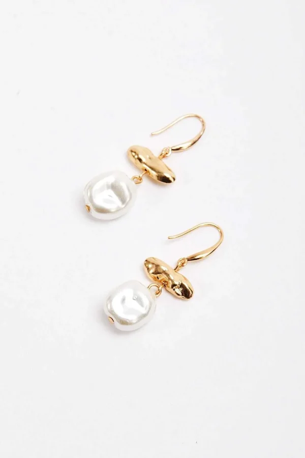 Pearl And Gold Beaded Earrings