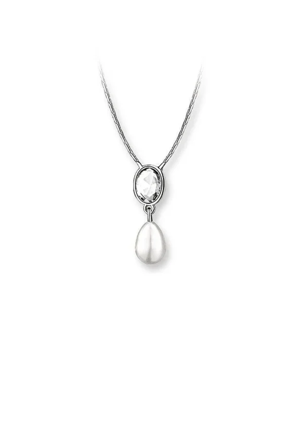 Pearl Drop Pendant With Clear Stone