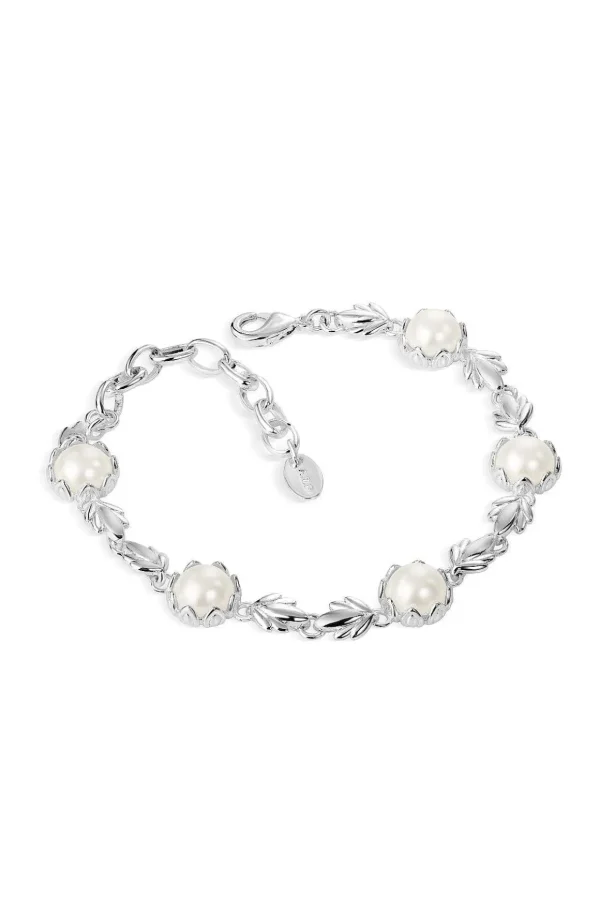 Pearl Leaf Link Bracelet