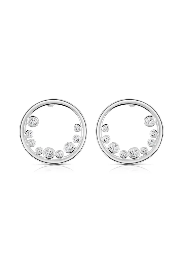 Petite Circular Earrings With Clear Stones