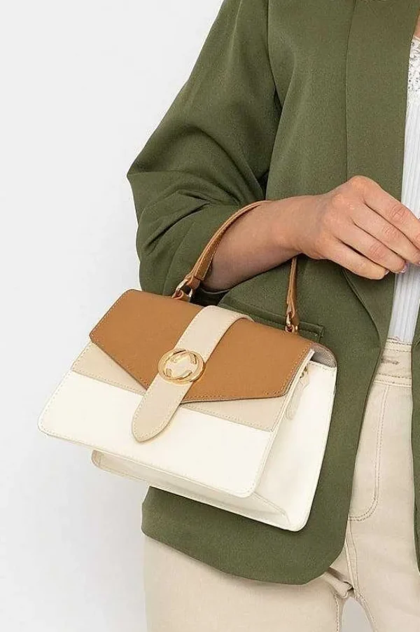 Petite Contrast Tote Bag In Beige