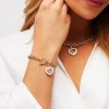 Pink Enamel Heart Bracelet