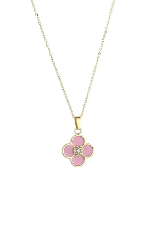 Pink Floral Pendant Necklace