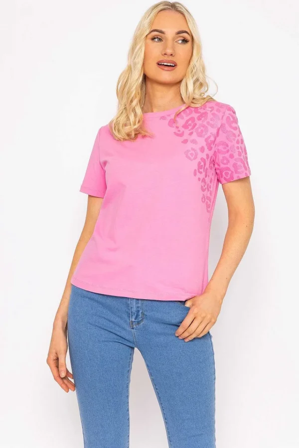 Pink Leopard Cotton T-Shirt