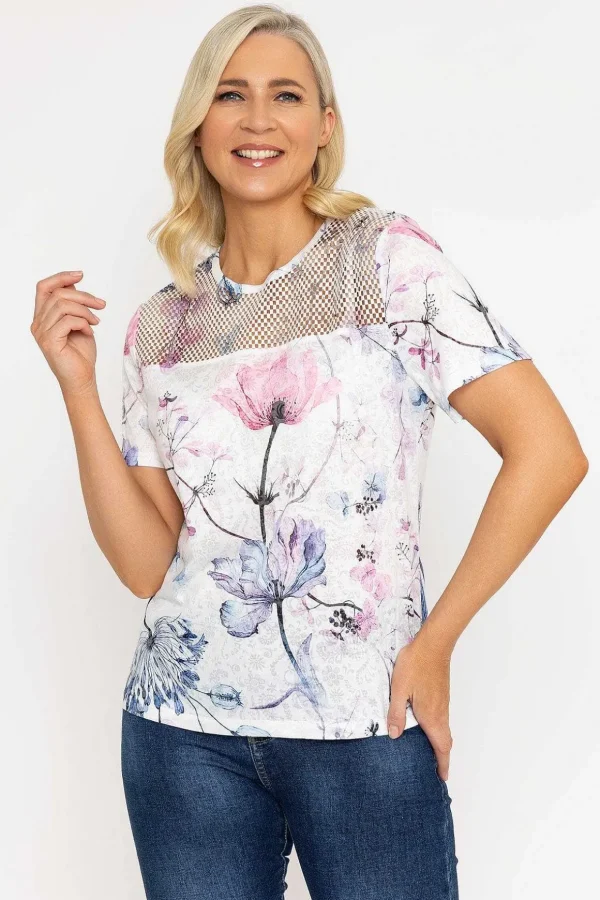 Pink Printed Top With Lace