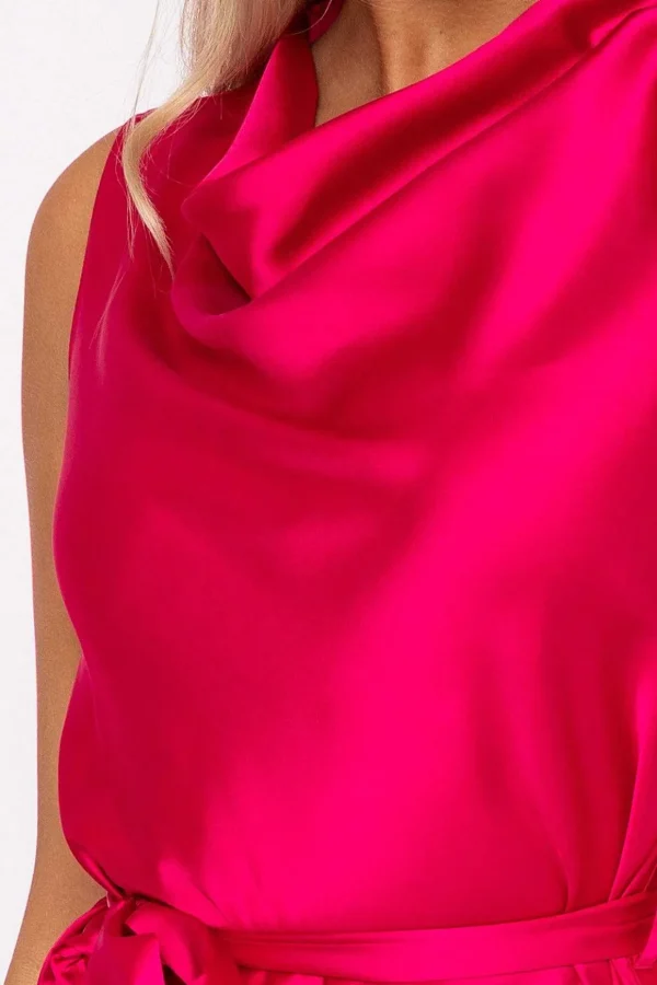 Pink Satin Cowl Neck Dress