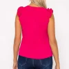 Pink Sleeveless Ruffle Top