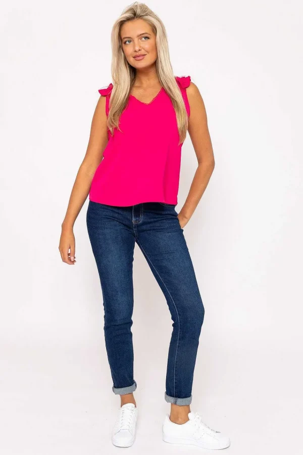 Pink Sleeveless Ruffle Top