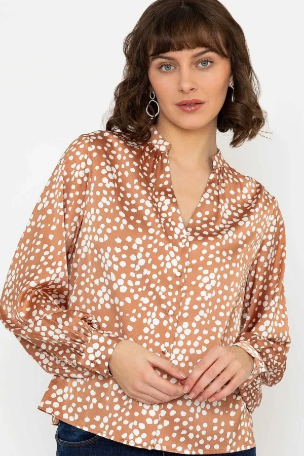 Polka Dot Print Blouse In Brown