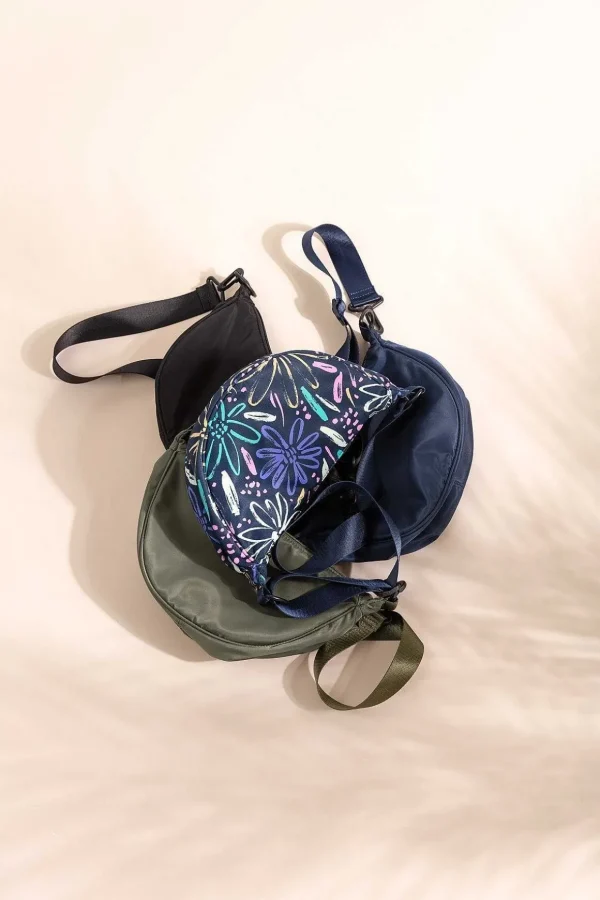 Printed Crescent Shape Crossbody In Navy