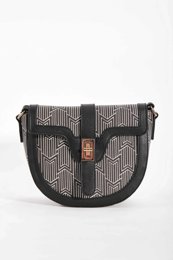 Printed Saddle Bag In Black