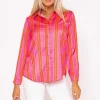 Printed Sateen Shirt In Pink Print