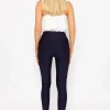 Pu Ponte Leggings In Navy