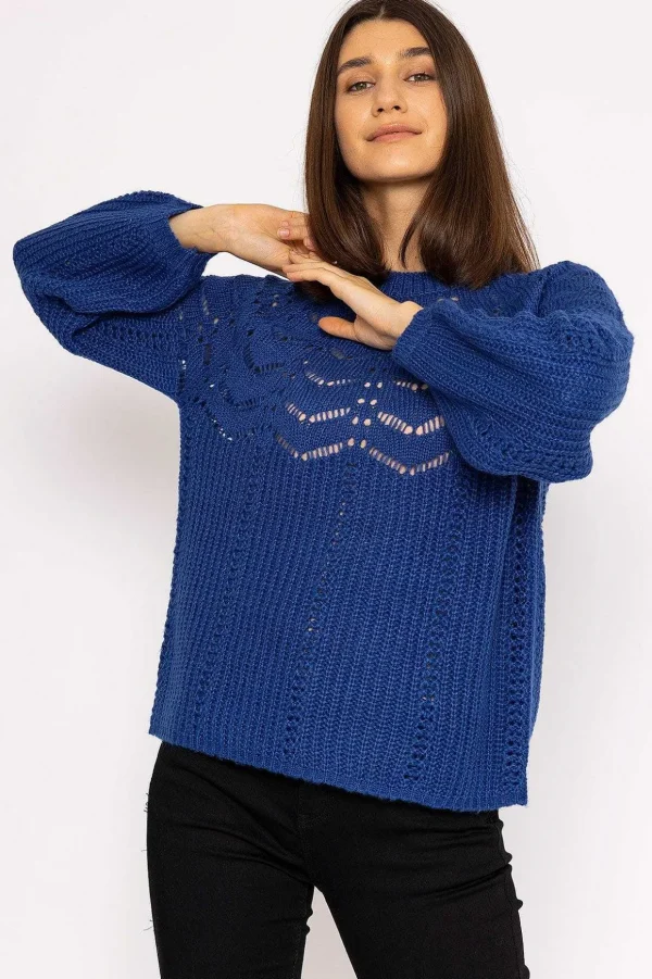 Puff Sleeve Knit In Cobalt