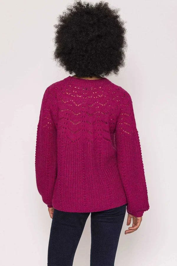 Puff Sleeve Knit In Fuschia