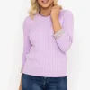 Purple Cable Knit Sweater With Shirt Collar