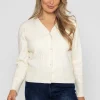 Rib Crop Cardigan In Ecru