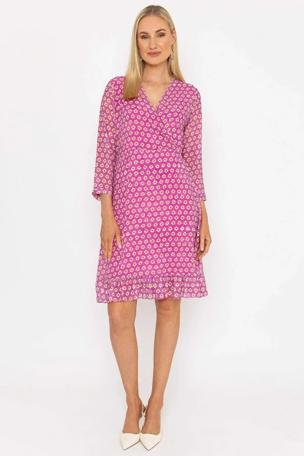 Roisin Knee Length Dress In Pink Print