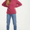 Roll Neck Reglan Crew Jumper In Pink