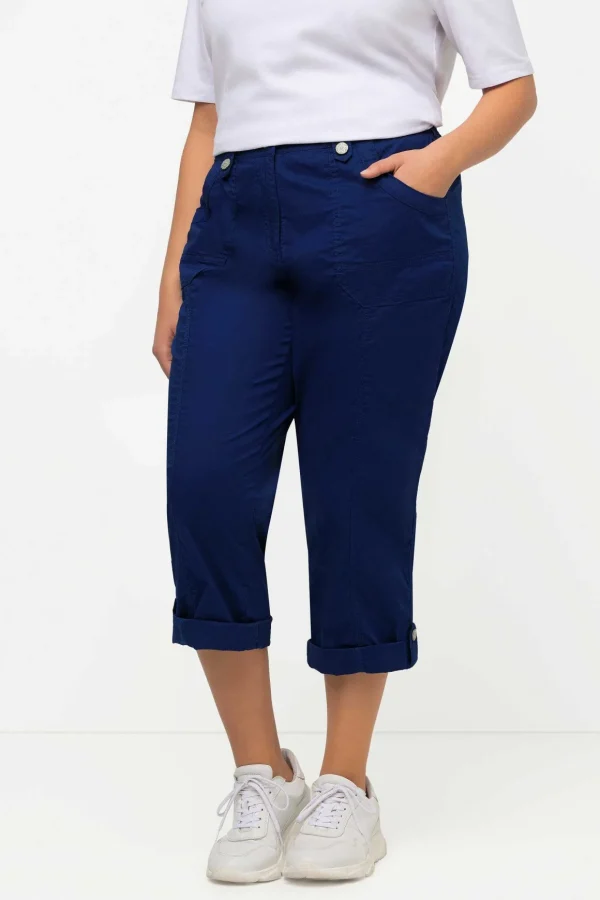 Roll-Tab Hem Stretch Cargo Pants In Dark Blue