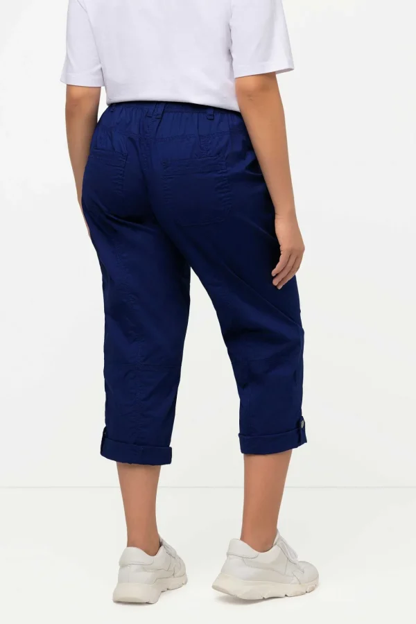 Roll-Tab Hem Stretch Cargo Pants In Dark Blue