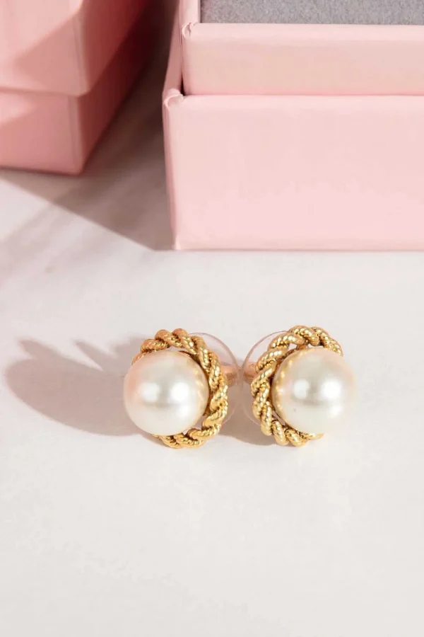 Rope Detail Pearl Earrings