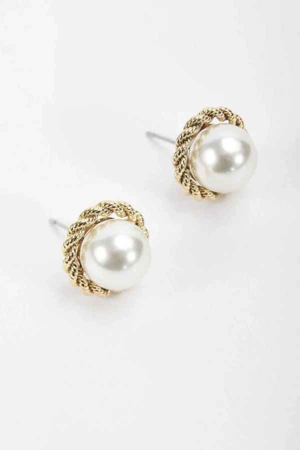 Rope Detail Pearl Earrings