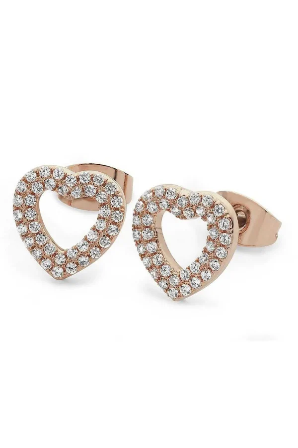 Rose Gold Double Pave Heart Earrings