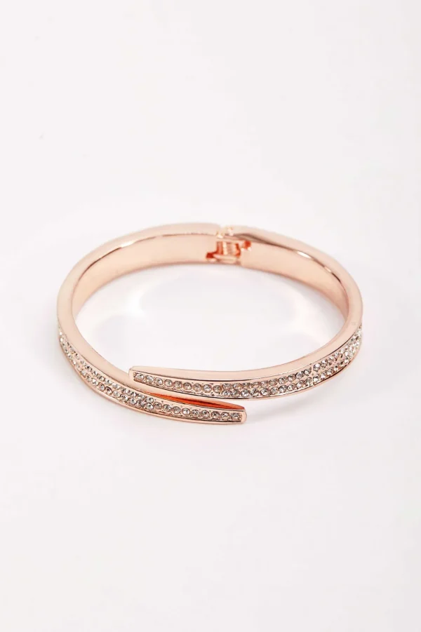 Rose Gold Hinge Diamante Bangle