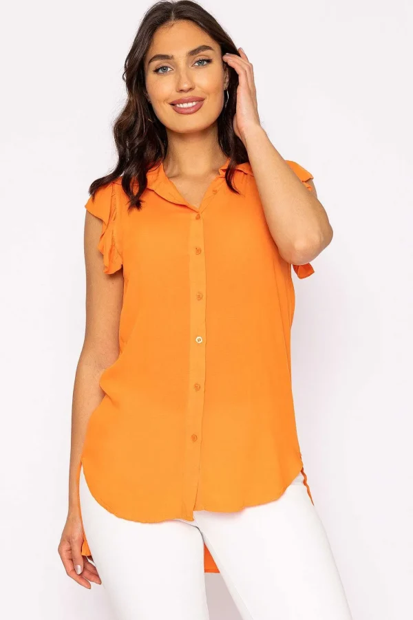 Ruffle Viscose Top In Orange