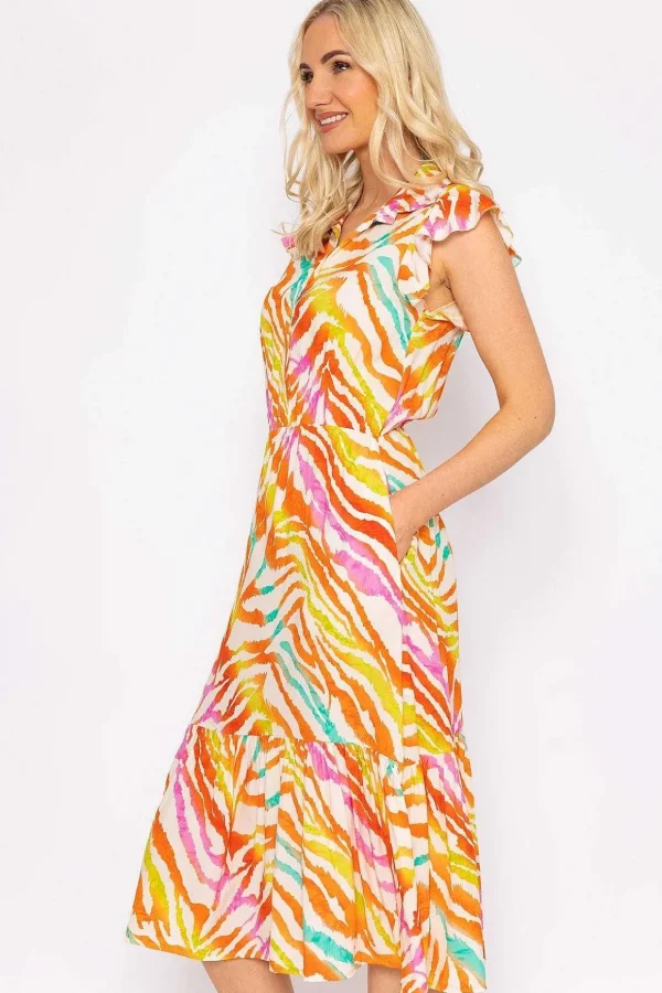 Sacha Zebra Printed Midi Dress