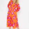 Sateen Cliodhna Midi Dress In Orange