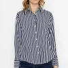 Satin Stripe Shirt In Navy