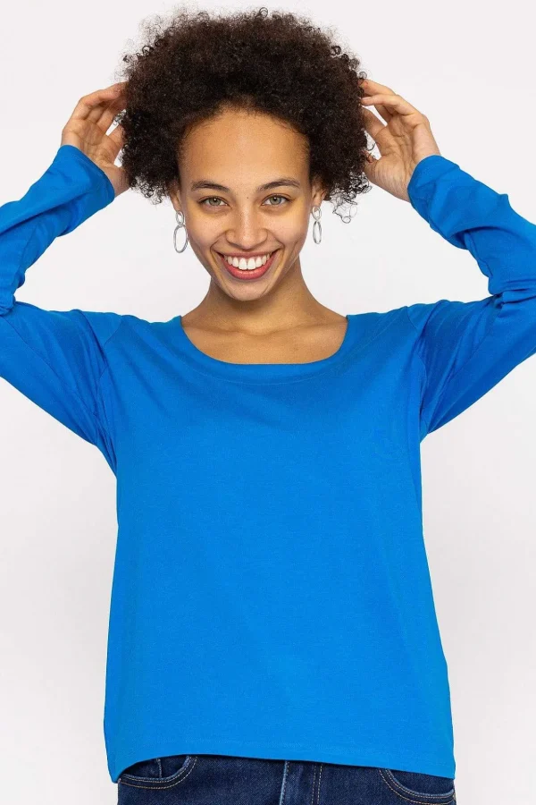 Scoop Neck Tee In Cobalt