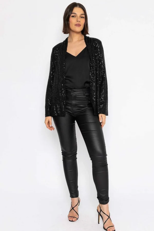 Sequin Chuck On Jacket In Black