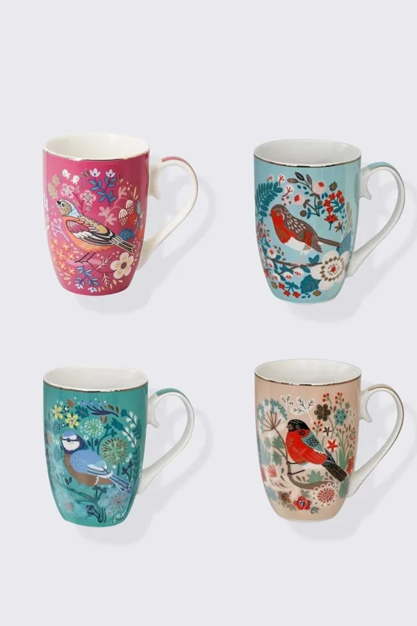 Set Of 4 Birdy Mugs