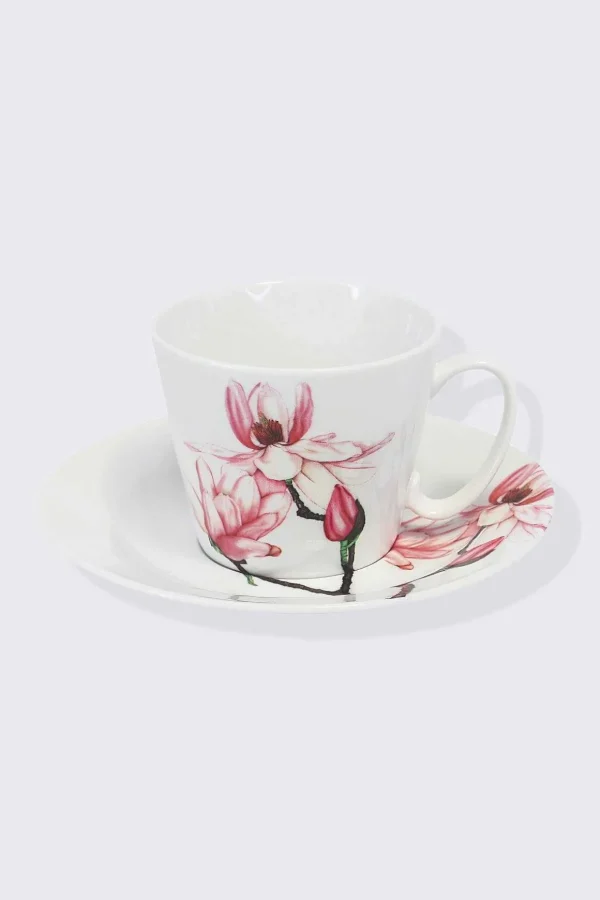 Set Of 2 Cups & Saucers Magnolia & Sweet Pea