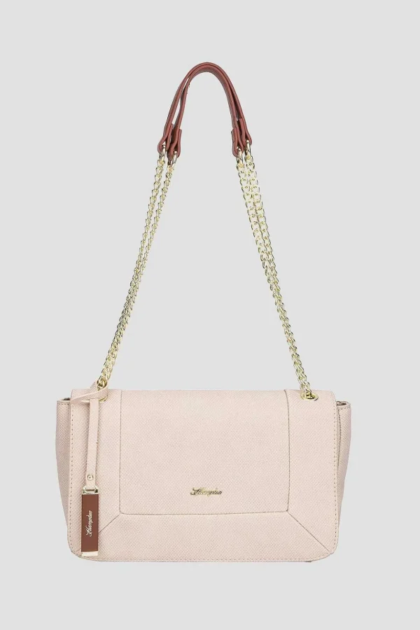 Shoulder Bag With Chain Strap In Cream