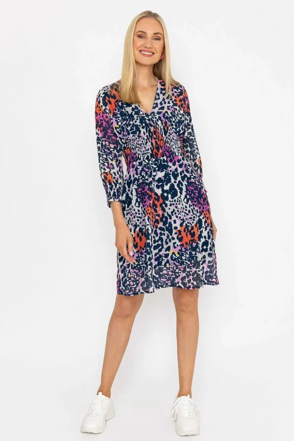 Sienna Navy Animal Print Knee Length Dress