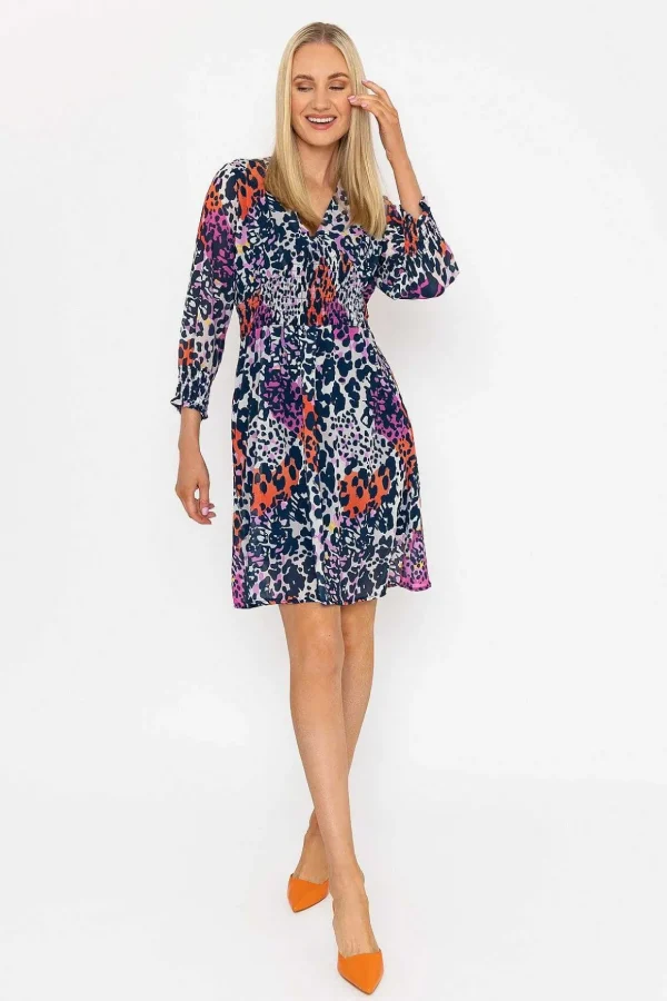 Sienna Navy Animal Print Knee Length Dress