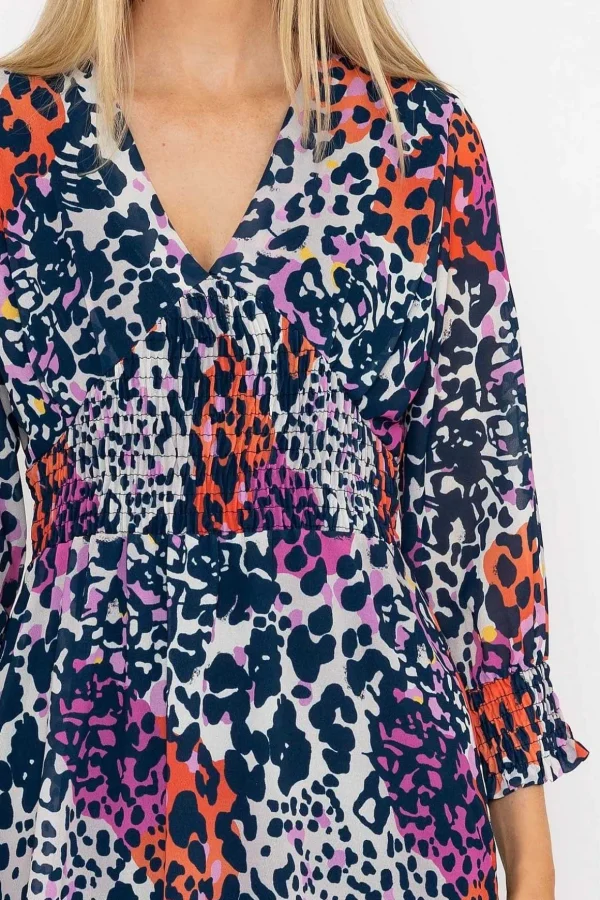 Sienna Navy Animal Print Knee Length Dress