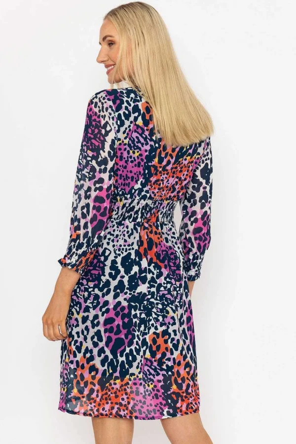 Sienna Navy Animal Print Knee Length Dress