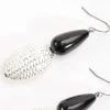 Silver Earrings With Black Stone