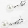 Silver Tone Drop Pearl Earring