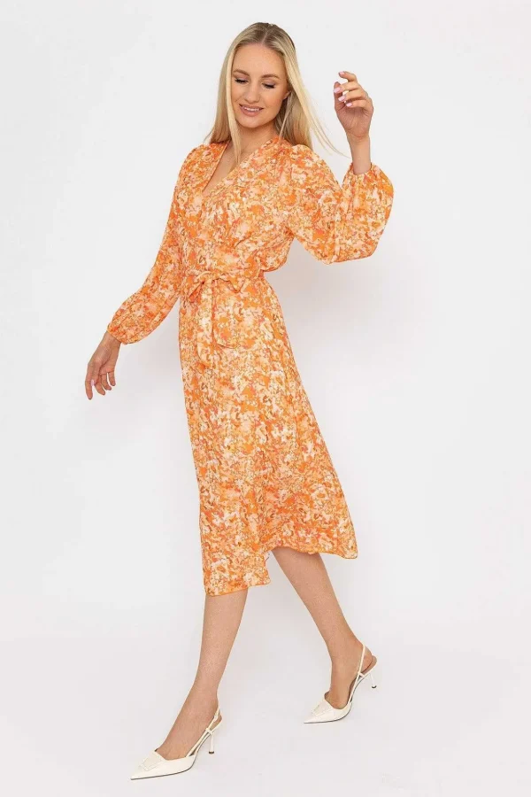 Sinead Midi Dress In Orange