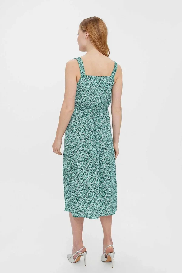 Sleeveless Dress In Green Print