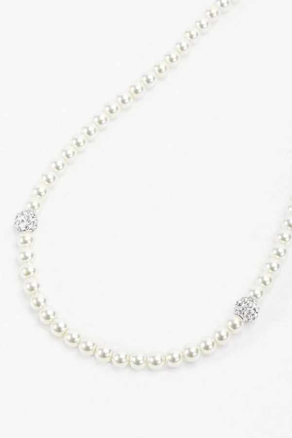 Sliver Tone Pearl Necklace