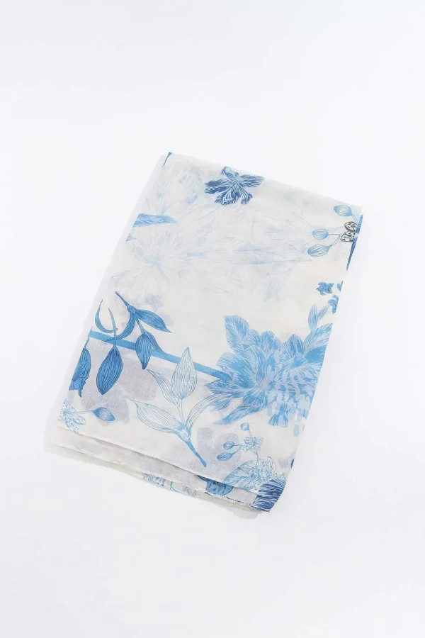 Soft Floral Scarf In Blue