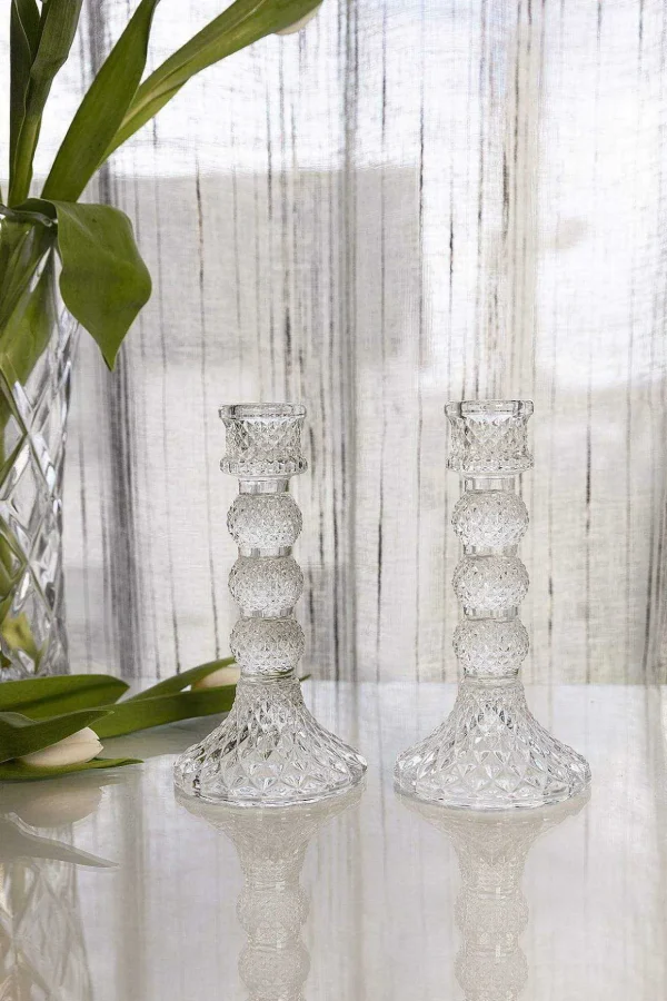 Sophie Glass Candlestick Pair